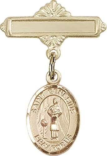 Детски икона Jewels Мания за окачване на Светия Генезия Римския и полирани игла за иконата | Детски иконата със златен пълнеж с