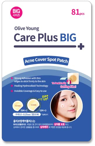 Olive Young | Хирургична помощ Care Plus 1 опаковка (брой на 102 - 10 мм * 72ea + 12 мм * 30ea) + Корейски точковидни петна Care