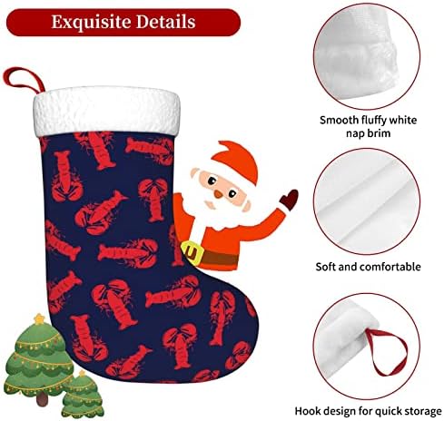 Сладки Коледни Чорапи с Червена Омар от Варфа, Украшения за Елхи, Коледни Чорапи за Коледа на Празнични партита, Подаръци 18 Инча