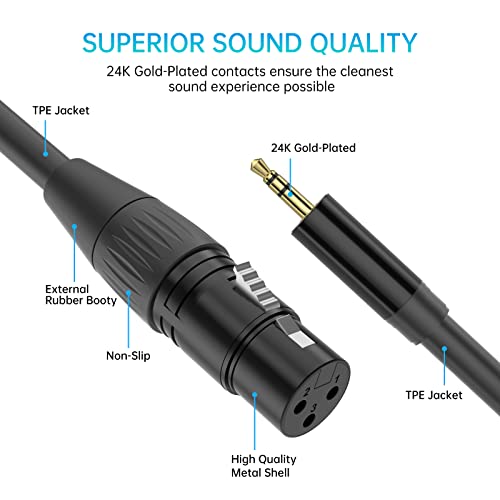 Yinker XLR до 3,5 мм - 10 метра / 1 опаковка, 1/8-inch TRS-XLR Женски Балансиран Стереомикрофонный Кабел, 1/8-XLR Микрофон на кабела