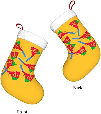 Cutedwarf Эритрейский Флаг Карта Коледен Отглеждане На Коледни Празнични Украси Камина Окачен На Стелката 18 Инча(А)А) Чорапи