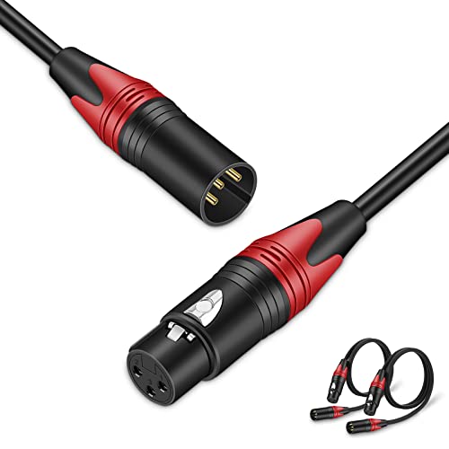 2 XLR кабел, 3 метра-2 опаковки Микрофонного кабел между мъжете и жените, Балансиран 3-пинов Микрофон на кабел, Съвместим с Аудиоинтерфейсом/на