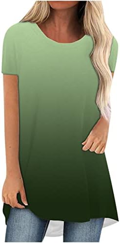 Градиентный Цветен Блок на Слънчогледа Маргаритка Цвете Графична Риза за Жени С Къс Ръкав и Кръгло Деколте Ежедневна Блуза, Тениска