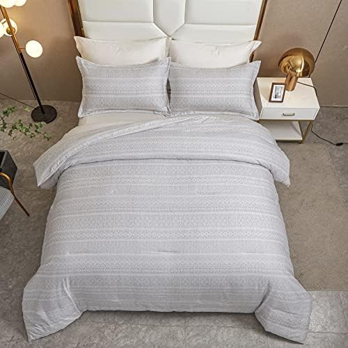 Комплект спално бельо Drucon Boho Queen, 3 предмет, Геометрично Стеганое одеяло в стил Бохо, Мек Комплект спално бельо от микрофибър