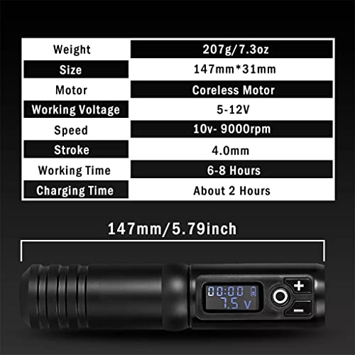 Източник на Захранване Литиево-йонна Батерия HOUKAI Tattoo Pen Machine 1650mAh LED Digital за Боди Арт