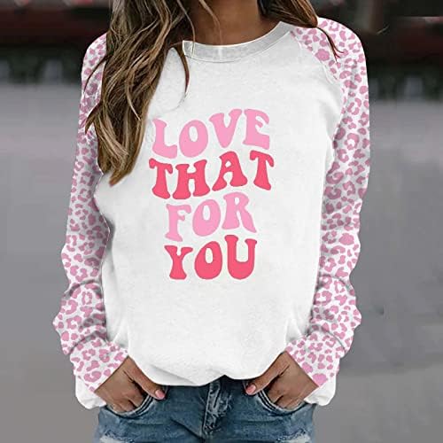 Пуловер на рамото за Деня на Свети Валентин, Дамски Пуловер с кръгло деколте и Принтом, Ски Hoody