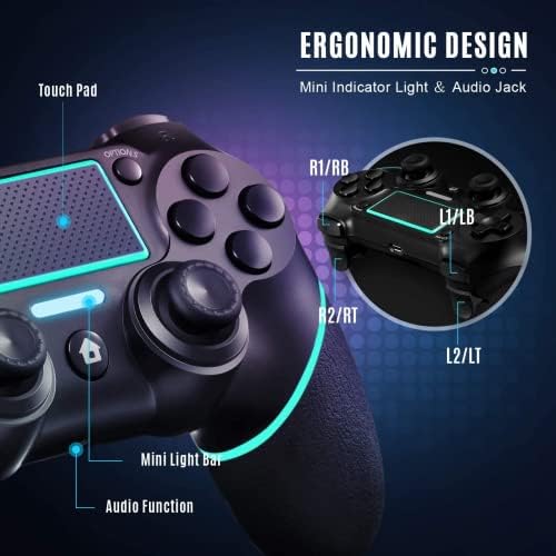 Безжичен гейм контролер predark PS4, съвместим с Playstation 4 / Pro / PC с двигатели с движение и аудиофункцией, мини-led индикатор,