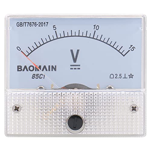 Baomain Аналогов Волтметър 85C1 dc 0-15 В Правоъгълен Аналогов Измервателен уред Волтметър