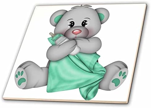 3D-Фигура Хубава Мечка със Зелено одеяло и бутилка - Tiles (ct_354839_1)