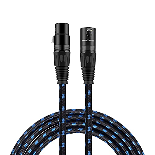 DREMAKE Audio 6 фута свързване на кабел за микрофон с микрофон на Кабела - 3-Пинов XLR от мъжете към XLR Жена Черно-сини кабели