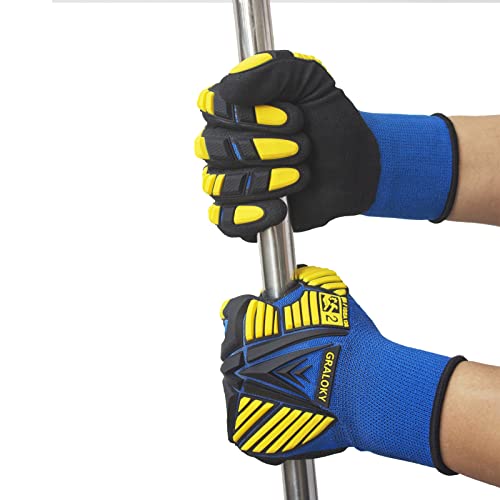 Graloky, 3 чифта работни ръкавици, устойчиви на въздействието Ръкавици за мъже и жени, Нитриловые ръкавици със сензорен екран, Силни