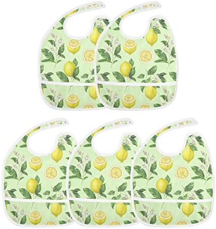 Mazeann Детски Престилки Lemon Tropical За Хранене на Бебета, Регулируеми Престилки за Хранене на Деца за Момичета и Момчета