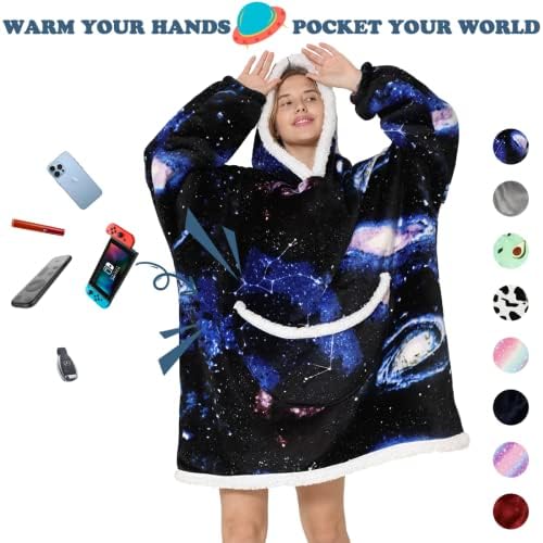 Дамски Hoody с качулка BROTOARD Wearable Blanket Hoodie Oversize с ръкави и джоб, Един размер
