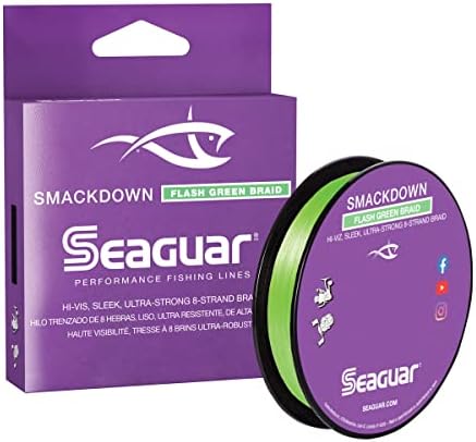 Риболов линия Seaguar Smackdown от фторуглерода - Ярко Зелена плитка, якост на опън 40 паунда, 300yds - 40SDFG300