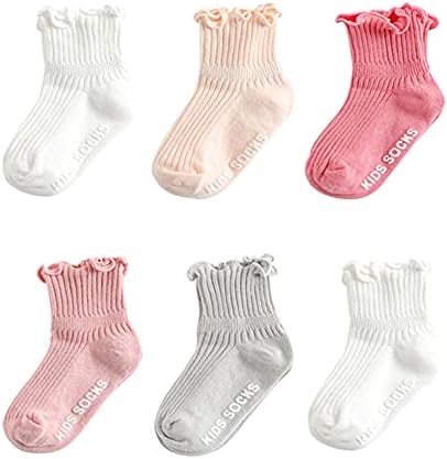 Zumou/Нескользящие Чорапи за деца, Нескользящие Чорапи За Малки Момичета С Волани, 6 Двойки