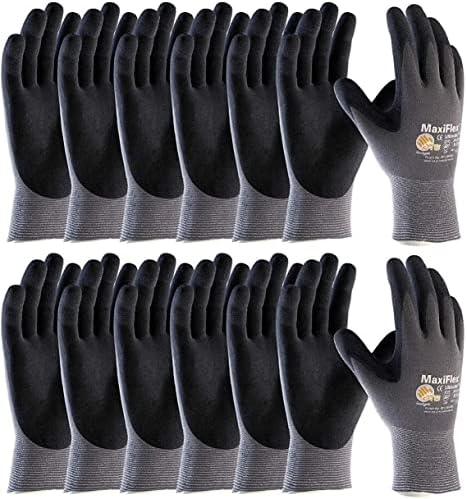 (12 пакети) Ръкавици ATG MaxiFlex 34-874/LARG с нитриловым микропенным улови за дланите и пръстите на краката (по-Големи (опаковка
