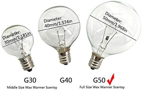 Лампи за отопление на восък, 25 Ваттные Лампи G50 за пълен размер ароматни Грелок, Прозрачни Крушки на базата на sconces свещ Globe