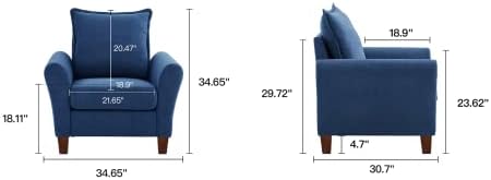 Стол-диван Pingliang Home с Модерен Акцент, Тапицирани Столове за Всекидневна с Възглавница, Удобен Стол от Ленена тъкан с Един