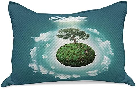 Калъфка за възглавница от Вязаного юрган Ambesonne Tree of Life, Тревисто Глобус с Растителни Облаците във въздуха, Научно-Фантастична