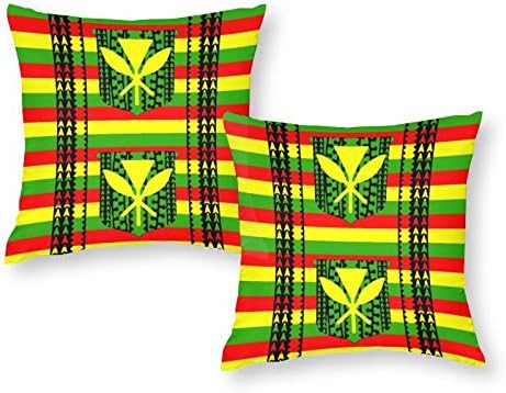 Tribal Флаг Канака Маоли, Комплект от 2 покрива възглавница, Квадратни Калъфки за мека мебел, Спални, Автомобили, Декоративни