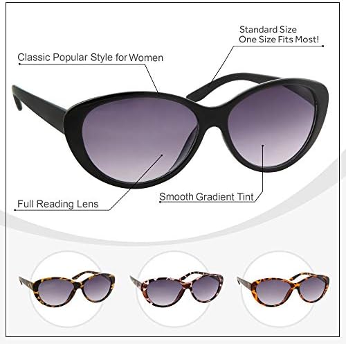 4 Двойки от Женски Слънчеви очила за четене с пълни лещи | Дамски Очила Котешко око на открито | Класически Ретро Стил - Не бифокални