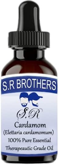 S. R Brothers Кардамон (Elettaria Cardamomum) Е Чисто и Натурално Етерично масло Терапевтичен клас с Капкомер 30 мл