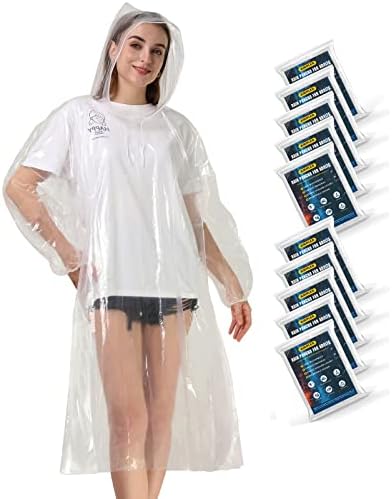 Airpler за Еднократна употреба Дъждовни пончо Family Pack за възрастни - Аварийни Дъждовни пончо за жени и мъже с качулки на експозиции