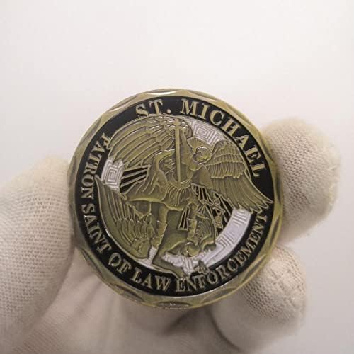 Покровител на правоохранителните органи на Съединените Щати Архангел Сен-Мишел Полицейска Възпоменателна Монета Ретро Цветен Флаг