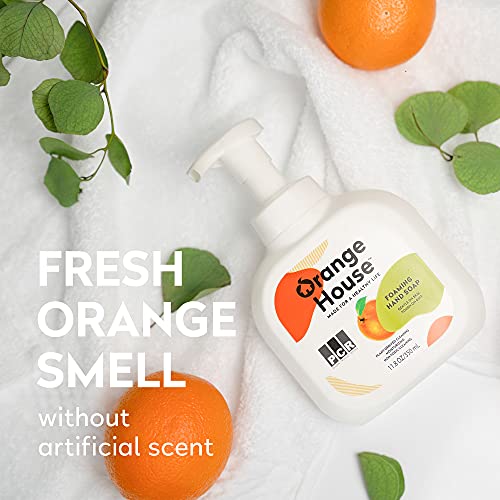 Пенящееся сапун за ръце ORANGE HOUSE, Хранителни масла от портокал, Мек и Хидратиращ, С Естествен Свеж цитрусов аромат, 11,8 течни
