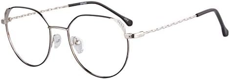 Очила за четене в кръгла рамка SHINU, блокиране на синя светлина, прогресивно многофокусные Компютърни оптични Очила за четене-SH372(черно-сребристи, антисиние на 0,50 на?