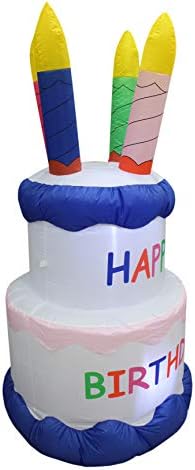 Комплект от две декорации за парти по случай рожден ден, включващ надуваема торта честит рожден ден на височина 6 метра с 4 свещи