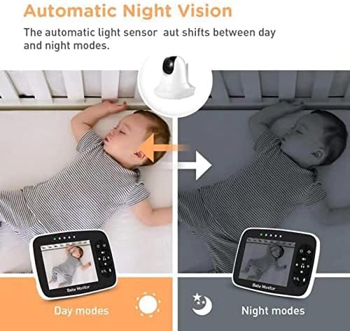 Видеоняня Akozon, 3,5-инчов следи бебето за Нощно Виждане Lullaby, Детска Камера за Сигурност с определението на температурата (штепсельная
