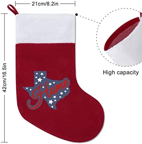 Тексас Домашни Коледни Чорапи-Чорапи с Плюшено Камина, Висящи за Домашен интериор Елхи