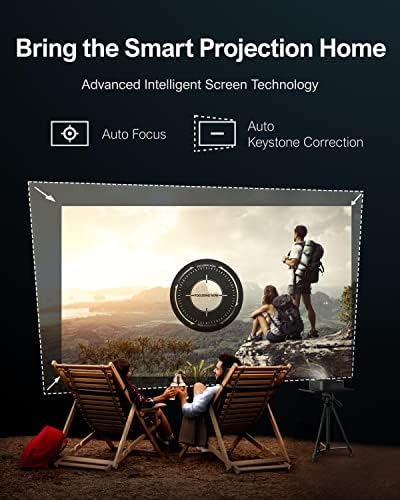 [Декодиране на 4K и HDR 10] Smart проектор за домашно кино с автоматично фокусиране, вградена 1080P 700ANSI 21000Lux, уличен проектор
