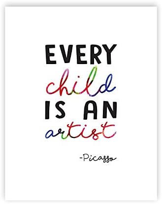 Оферта за детски художествено дисплея Всяко дете е художник Пабло Пикасо Цитат 05x07 Инча Принт, Стикер На стената Декор Стикер