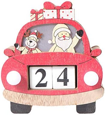 Светещи Коледни Дървен Календар Декор Тенис за многократна употреба Вечен Календар Креативна Форма на Колата Дизайн на Дядо Коледа