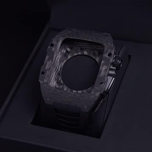 AEMALL Калъф, изработени от въглеродни влакна в спортен стил, комплект модове за Apple Watch 7 45 мм, лесен каишка за iWatch 6 SE